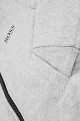 Kids' cotton-blend hooded jacket with rear logo, Light Grey