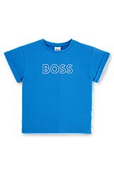 T-shirt per bambini in jersey di cotone con logo 3D trasparente, Blu