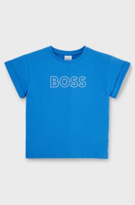 Kids' T-shirt in cotton jersey with transparent 3D logo, Blue