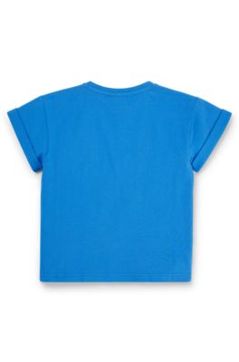 Kids' T-shirt in cotton jersey with transparent 3D logo, Blue