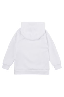 Kids' hooded sweatshirt with multi-coloured logo, White