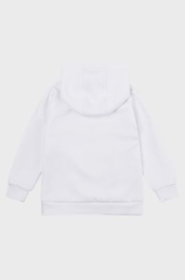 Kids' hooded sweatshirt with multi-coloured logo, White