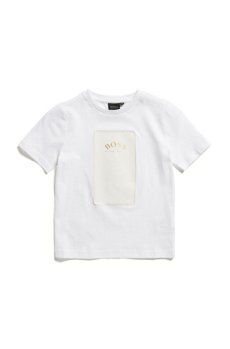Kids' T-shirt in cotton with exclusive logo print, White
