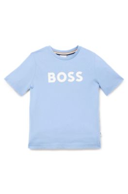Kids' T-shirt in pure cotton with logo print, Light Blue