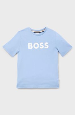 Kids' T-shirt in pure cotton with logo print, Light Blue