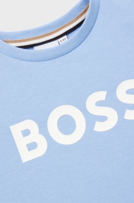 Kids' T-shirt in pure cotton with logo print, Light Blue