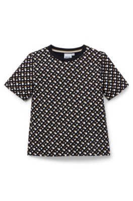 Kids' T-shirt in pure cotton with monogram print, Black