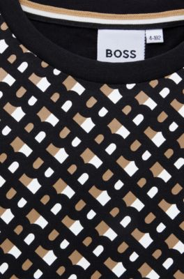 Kids' T-shirt in pure cotton with monogram print, Black