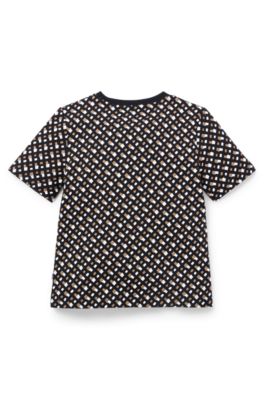 Kids' T-shirt in pure cotton with monogram print, Black