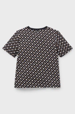 Kids' T-shirt in pure cotton with monogram print, Black