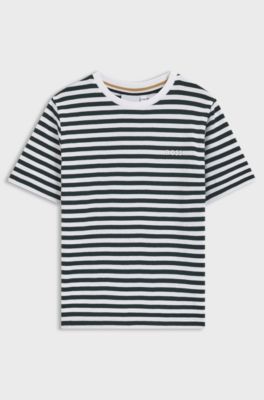 Kids' regular-fit T-shirt in cotton with horizontal stripes, Patterned