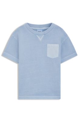 Kids' T-shirt in faded-effect cotton with embroidered logo, Light Blue