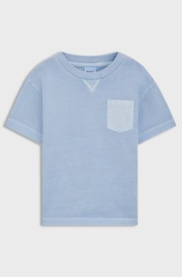 Kids' T-shirt in faded-effect cotton with embroidered logo, Light Blue