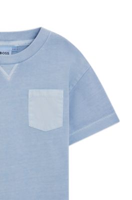 Kids' T-shirt in faded-effect cotton with embroidered logo, Light Blue