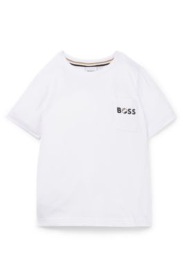 Kids' slim-fit T-shirt in cotton with logo print, White