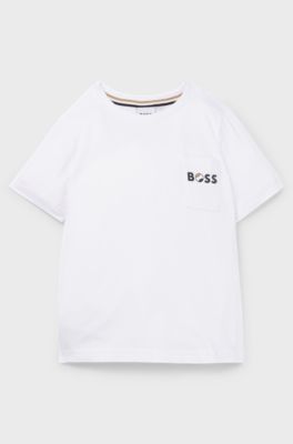 Kids' slim-fit T-shirt in cotton with logo print, White