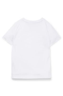 Kids' slim-fit T-shirt in cotton with logo print, White