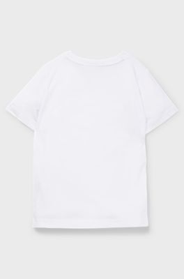 Kids' slim-fit T-shirt in cotton with logo print, White