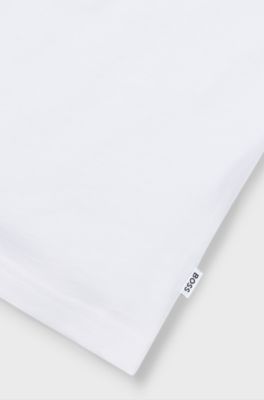 Kids' slim-fit T-shirt in cotton with signature artwork, White