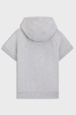 Kids' short-sleeved hoodie with logo detail, Light Grey