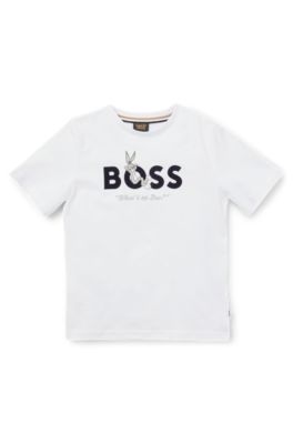 BOSS x Looney Tunes kids' cotton T-shirt with Bugs Bunny artwork, White