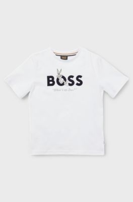 BOSS x Looney Tunes kids' cotton T-shirt with Bugs Bunny artwork, White