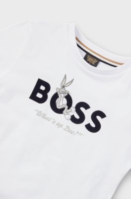 BOSS x Looney Tunes kids' cotton T-shirt with Bugs Bunny artwork, White