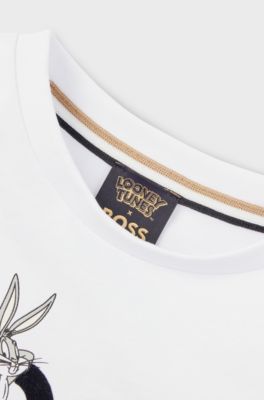 BOSS x Looney Tunes kids' cotton T-shirt with Bugs Bunny artwork, White
