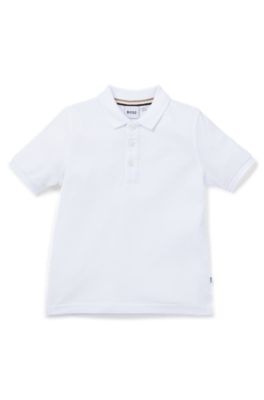 Kids' polo shirt in cotton piqu&eacute; with logo detail, White