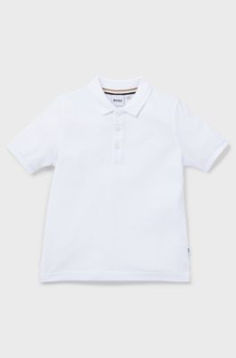 Kids' polo shirt in cotton piqu&eacute; with logo detail, White