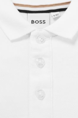 Kids' polo shirt in cotton piqu&eacute; with logo detail, White