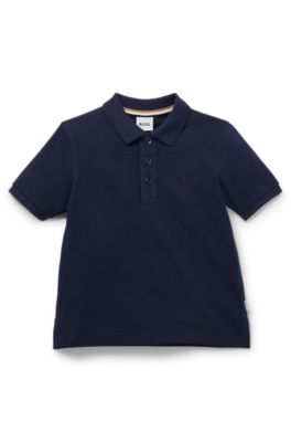 Kids' polo shirt in cotton piqu&eacute; with logo detail, Dark Blue