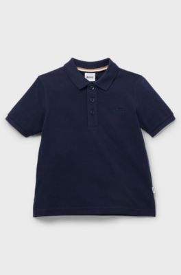 Kids' polo shirt in cotton piqu&eacute; with logo detail, Dark Blue