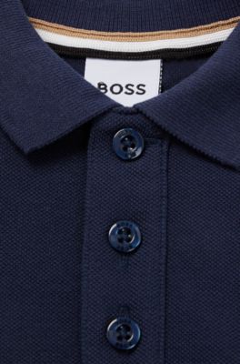 Kids' polo shirt in cotton piqu&eacute; with logo detail, Dark Blue