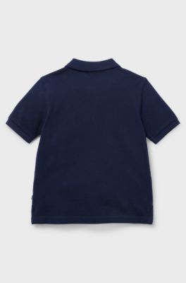 Kids' polo shirt in cotton piqu&eacute; with logo detail, Dark Blue