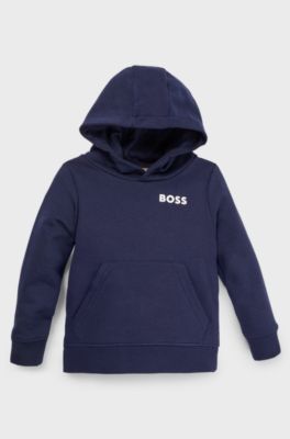 Kids' cotton-blend hoodie with logo print, Dark Blue