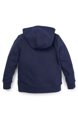 Kids' cotton-blend hoodie with logo print, Dark Blue