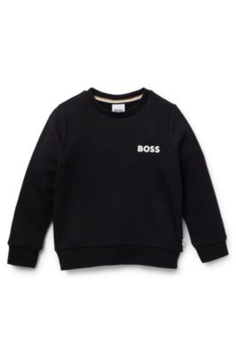 Kids' cotton-blend sweatshirt with logo print, Black