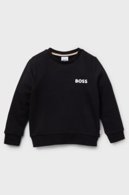 Kids' cotton-blend sweatshirt with logo print, Black