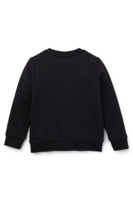 Kids' cotton-blend sweatshirt with logo print, Black