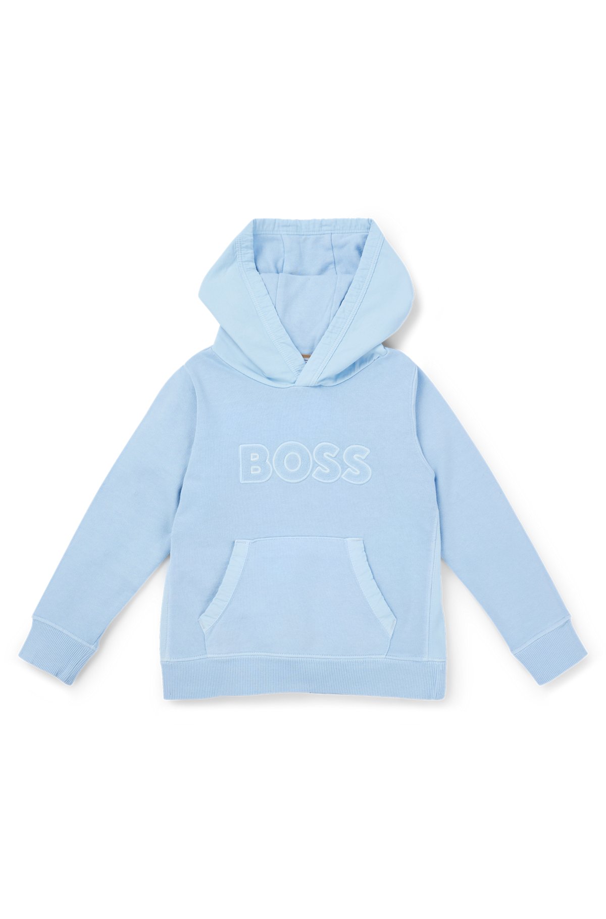 Kids' hoodie in French terry with logo print, Light Blue