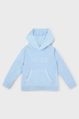 Kids' hoodie in French terry with logo print, Light Blue