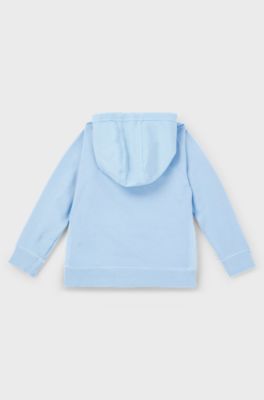 Kids' hoodie in French terry with logo print, Light Blue