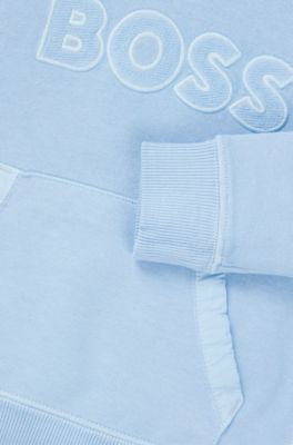 Kids' hoodie in French terry with logo print, Light Blue
