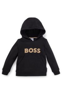 Kids' cotton-blend hoodie with logo print, Black