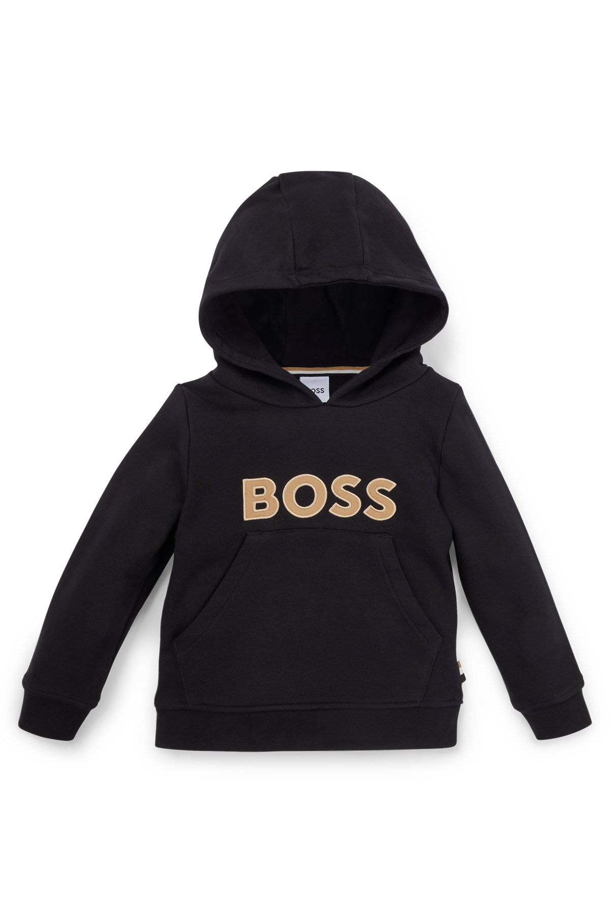 Kids' cotton-blend hoodie with logo print, Black