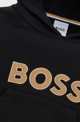 Kids' cotton-blend hoodie with logo print, Black