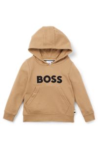 Kids' cotton-blend hoodie with logo print, Brown