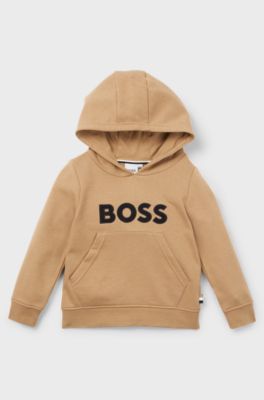 Kids' cotton-blend hoodie with logo print, Brown