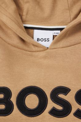 Kids-Hoodie aus Baumwoll-Mix mit Logo-Print, Braun